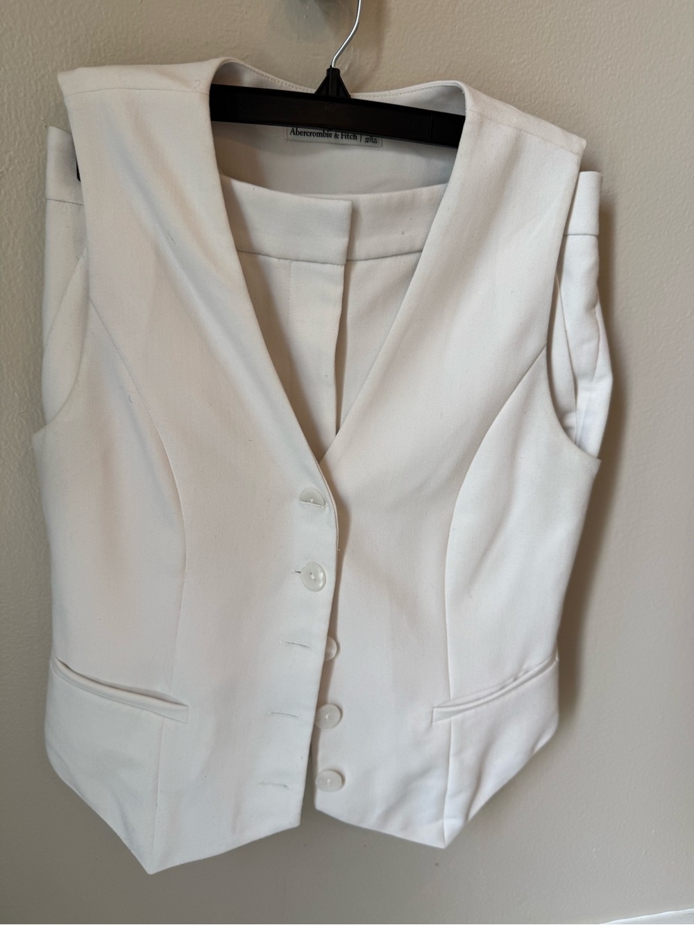 Abercrombie & Fitch Women's White Tailored Button Vest and Shorts Suit Set